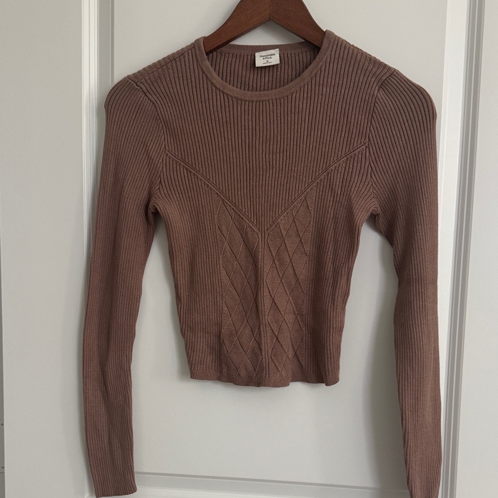 Abercrombie & Fitch Taupe Ribbed Knit Sweater